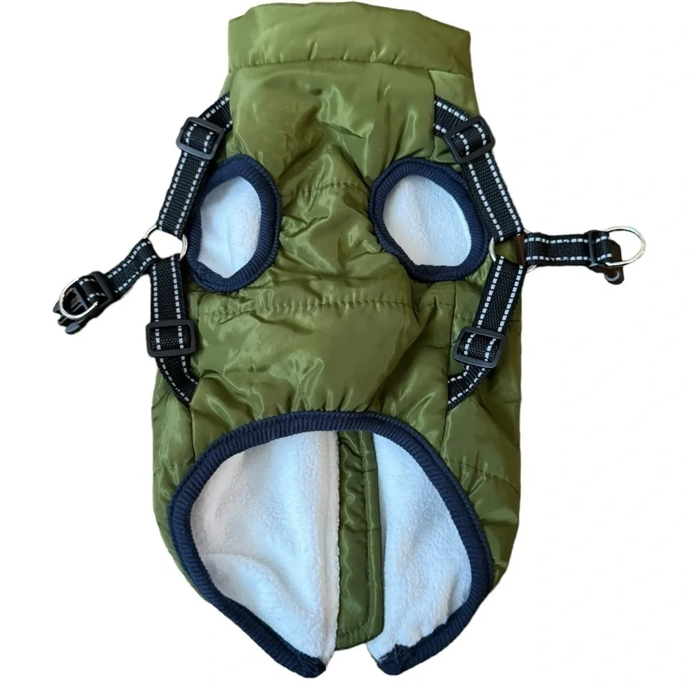 Dog Waterproof Vest Jacket Military Green Size Medium